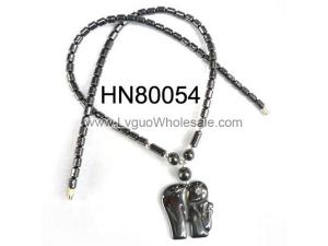 Hematite Elephant Pendant Beads Stone Chain Choker Fashion Women Necklace
